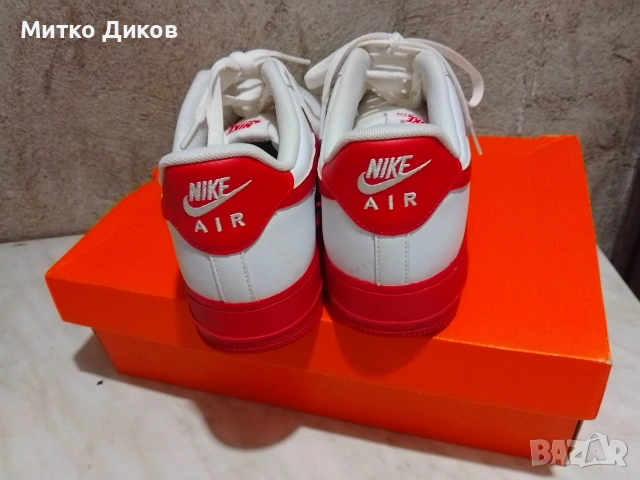 NIKE AIR FORCE 1 LOW '07 WHITE RED MIDSOLE нови естествена кожа #43 Uk 8.5 US-9.5 стелка 275 мм, снимка 7 - Маратонки - 54346436