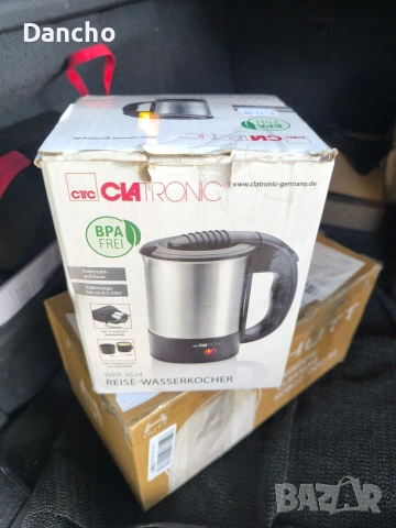 Ел.кана за пътуване Clatronic WKR 3624, 0.5L, 1000W, Inox