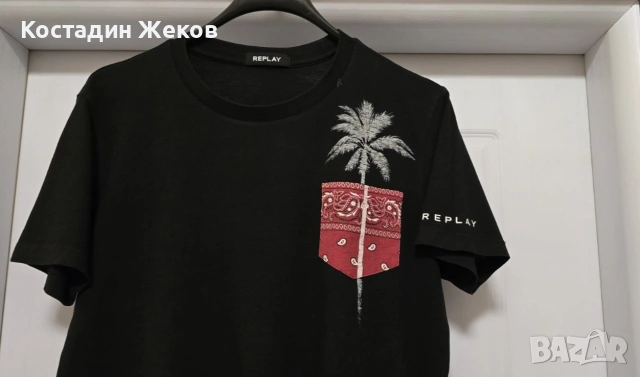 25€. Тениска памучна оригинална. REPLAY. Като нова. , снимка 3 - Тениски - 55072787