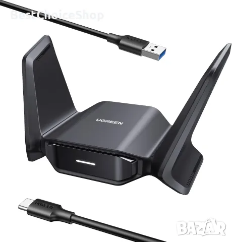 UGREEN BE6500 WiFi 7 Dongle адаптер за настолен компютър 5GHz/2.4GHz/6GHz Tri-Band само Windows10/11