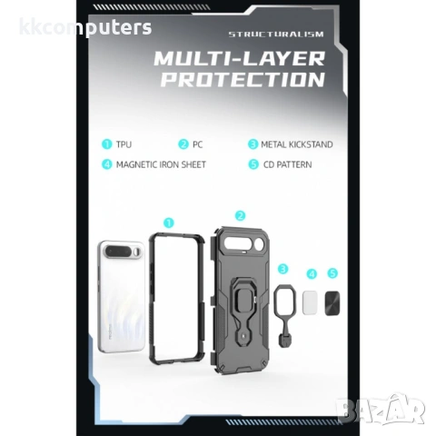 Калъф за Realme 16 5G с Въртящ се Пръстен - PC+TPU, 360° стойка, Магнитен, 5 цвята, снимка 7 - Калъфи, кейсове - 54387113