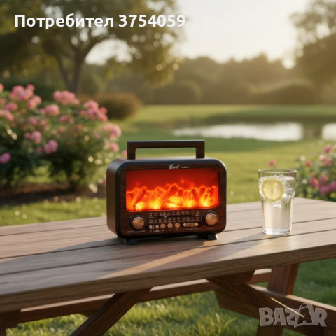 Соларно преносимо радио  FP-2393-S - тип камина с горящи пламъци, снимка 3 - Радиокасетофони, транзистори - 55184269