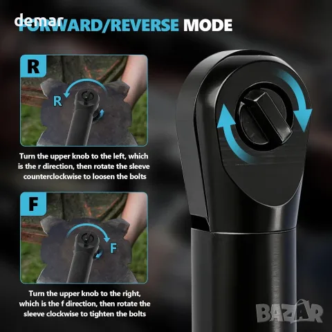 Акумулаторен тресчотка винтоверт/гайковерт 3/8", за 18–21V батерия Brushless с LED и адаптери, снимка 7 - Ключове - 55321035