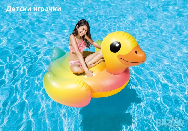 Детски надуваем остров INTEX Baby Duck 147 х 147 см, жълто пате