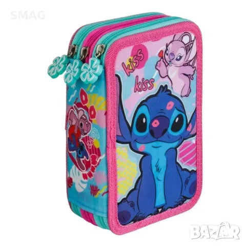 Троен ученически несесер с принадлежности stitch розово и_1243522