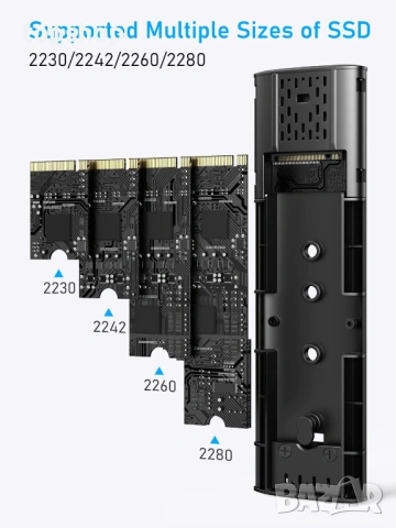 Чисто нова външна кутия Beikell за M.2 NVMe и SATA SSD диск – без инструменти, 10Gbps  , снимка 4 - Кабели и адаптери - 54887493