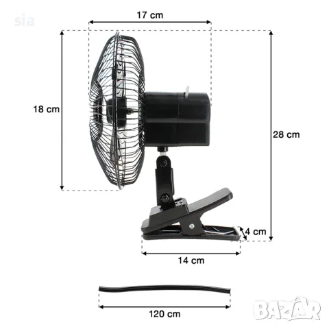 Вентилатор 12V, 6 инча