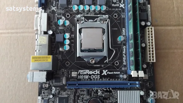 Дънна платка ASRock H61M-DGS Socket LGA1155 CPU+FAN+RAM, снимка 4 - Дънни платки - 55341718