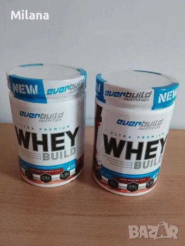 2 х Протеин Everbuild Ultra Premium Whey Build (Шоколад / Шоколад и Лешник) – Чисто Нови, Запечатани, снимка 2 - Други стоки за дома - 55050421