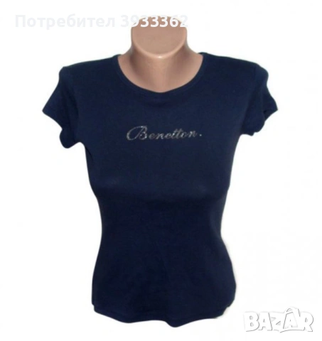 United Colors of Benetton дамска тениска къс ръкав тъмно синя 10/11 150 cm Organic Cotton