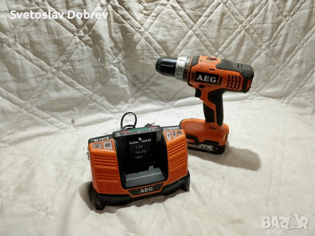 акумулаторен винтоверт AEG 18v комплект с батерия и зарядно, снимка 4 - Винтоверти - 53966354