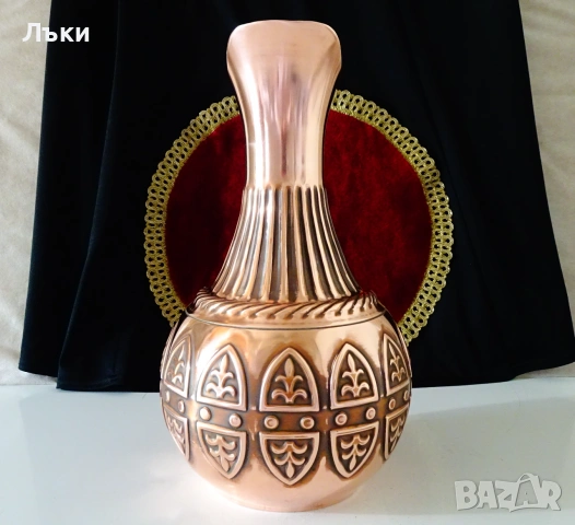 Медна кана шедьовър 4 л.,чиста червена мед. , снимка 2 - Антикварни и старинни предмети - 55222250