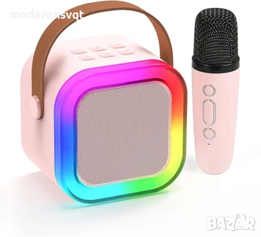 Мини караоке Bluethooth RGB тонколона с 2 микрофона, снимка 5 - Караоке - 55192738