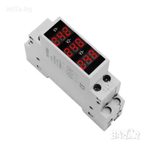 Трифазен цифров волтметър AC 80-500V – монтаж на DIN шина 18 мм, IP20, за индустриални 10429, снимка 3 - Друга електроника - 54694669