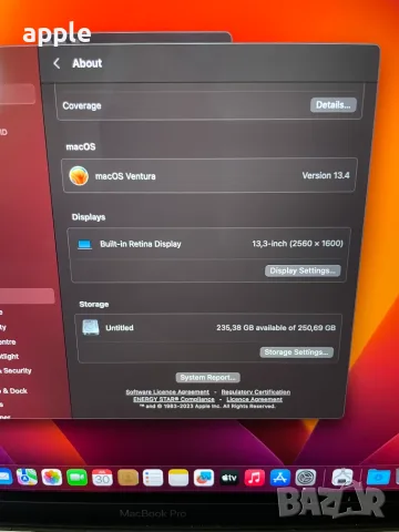 13" Core i5 MacBook Pro A1708 /Mid-2017/-i5/8GB RAM/256GB SSD, снимка 10 - Лаптопи за работа - 55475324