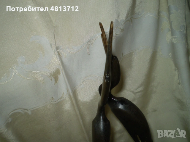 Статуетка композиция две ретро фигури на чапли, снимка 3 - Антикварни и старинни предмети - 54701939