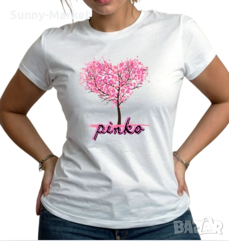 Дамски тениски PINKO , 4 модела с къс ръкав , бяла тениска , t shirt , XS-4XL