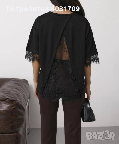 Тениска с дантела , снимка 2 - Тениски - 54109735