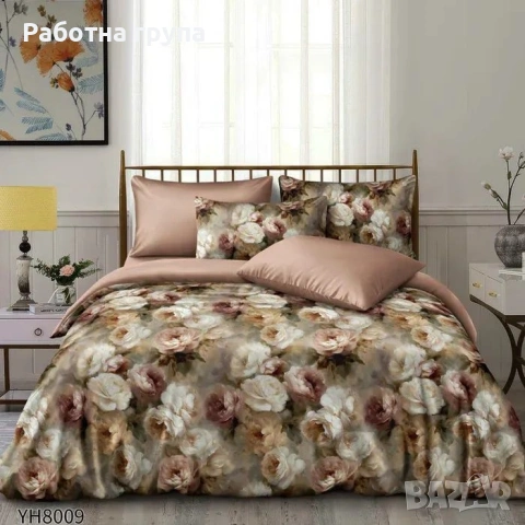 Флоралени десени от памучен сатен с ластик , снимка 9 - Спално бельо - 54072789