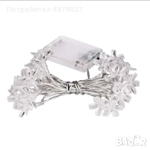 Многоцветни коледни LED лампички с цветя с щепсел  - Многоцветни, дължина - 5м ,28бр лампички., снимка 5 - Декорация за дома - 55499567