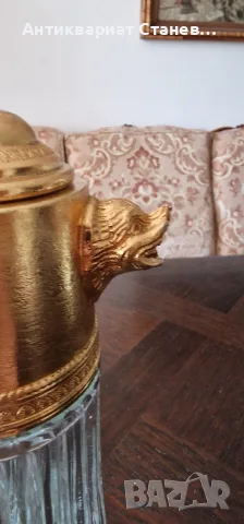 🍷👑 АРИСТОКРАТИЧНА СТАРА КАНА ЗА КЛАРЕТ С ФИГУРАЛЕН ЧУЧУР И ЗЛАТИСТ ОБКОВ 👑🍷, снимка 5 - Сервизи - 55337899