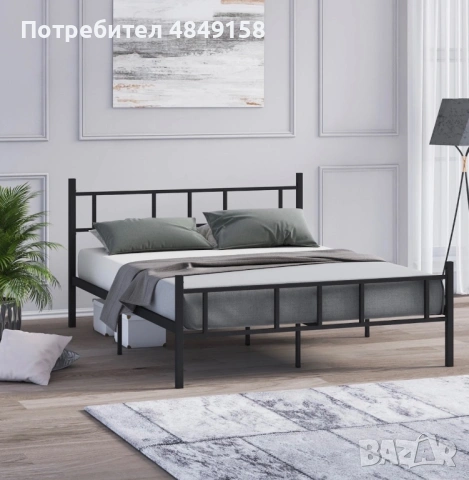 Метално легло (кариола) от ковано желязо Mobpazar 160x200 см, Черно