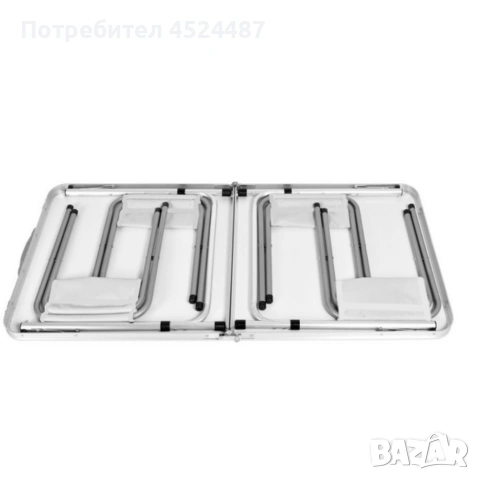 Комплект сгъваема къмпинг маса с 4 стола, регулируема височина, дизайн "куфар" в сив цвят, снимка 3 - Други стоки за дома - 53960320