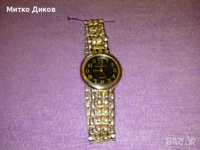 Charles Delon 1097 G japan movt Hardness crystal water resis. one micr. 24gold plated watch часовник