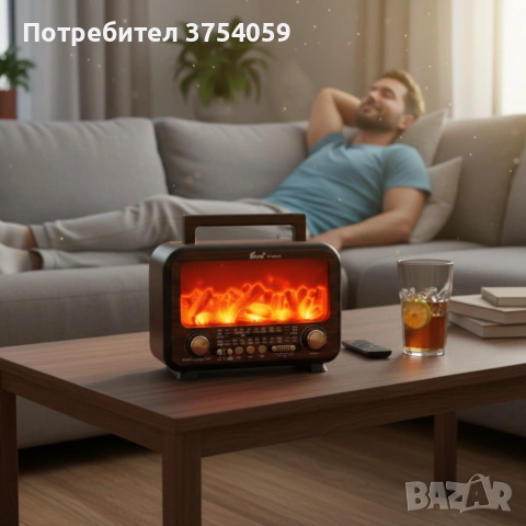 Соларно преносимо радио  FP-2393-S - тип камина с горящи пламъци, снимка 5 - Радиокасетофони, транзистори - 55184269