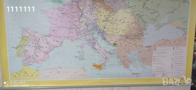 историческа карта Европа 14-15 век, снимка 7 - Антикварни и старинни предмети - 55017975