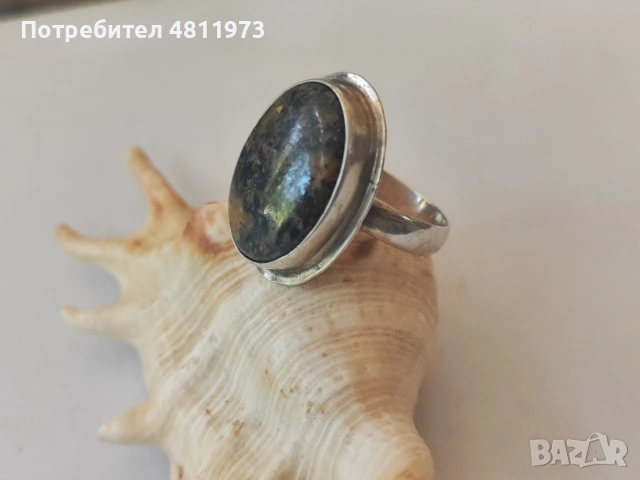 Сребърен пръстен 925 с яспис, снимка 2 - Пръстени - 54423384