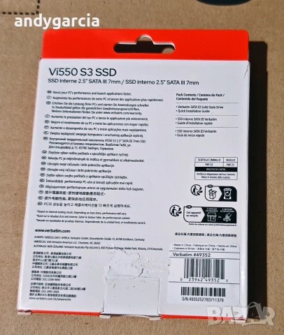 512GB SSD Verbatim Vi550 S3 2.5 инча SATA III черен ЧИСТО НОВ С КУТИЯ диск disk laptop pc, снимка 5 - Твърди дискове - 54981577