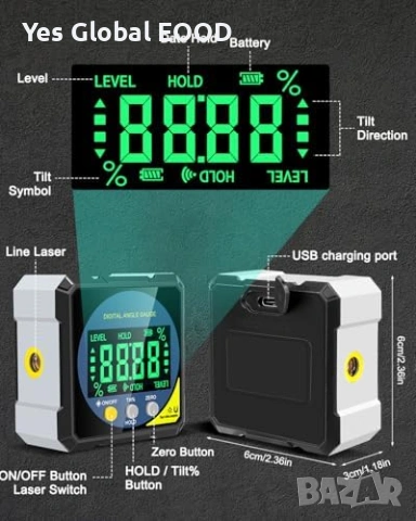 Lytool дигитален ъгломер IP54 с магнитна основа, снимка 2 - Друга електроника - 54640741