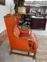 Винтидж кожен wingback фотьойл , снимка 5