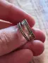 Оригинален сребърен пръстен Pandora Signature Logo Pavé & Beads – размер 50, снимка 8