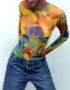 Zara x Disney мрежесто боди в преливащи цветове, снимка 3