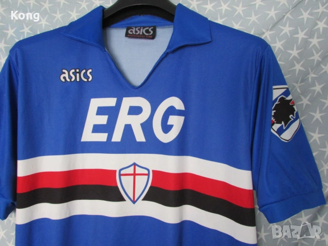 винтидж фланелка Сампдория Италия Асикс футболна тениска Asics Sampdoria Марадона Joma Sevilla, снимка 7 - Футбол - 54668571