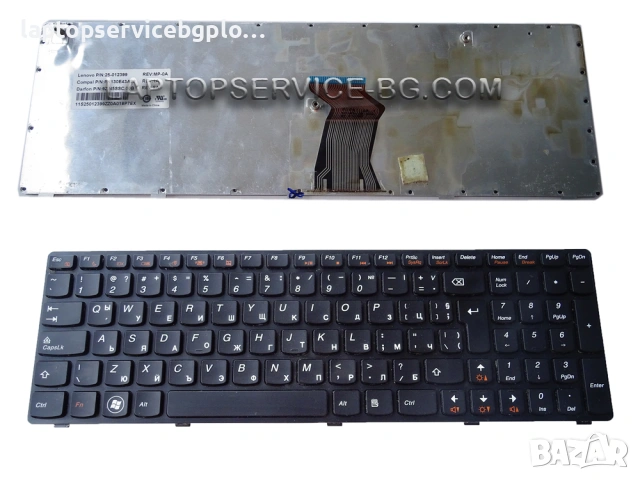 Клавиатура за лаптоп Lenovo Ideapad G570 G575 Z560 Z565 с кирилица 25-012399 PK130E43A28, снимка 2 - Части за лаптопи - 55215834