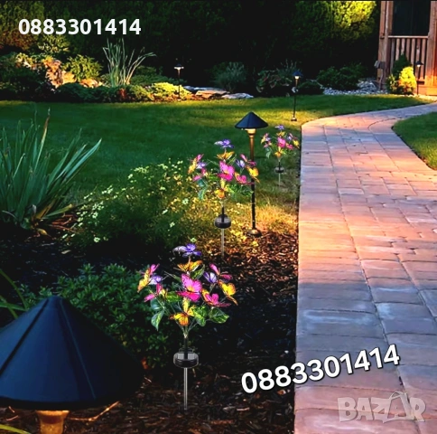 Соларна лампа Цветни пеперуди Градинска 80см , снимка 5 - Соларни лампи - 54201438