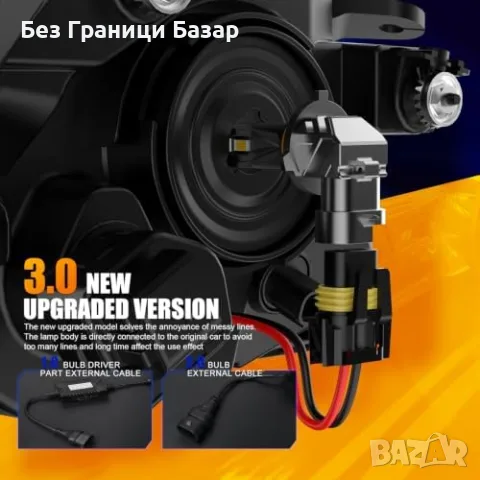 Нови LED крушки за фарове 9012 HIR2 18000LM IP68 70 000+ часа 2 броя за кола автомобил, снимка 3 - Аксесоари и консумативи - 55451329