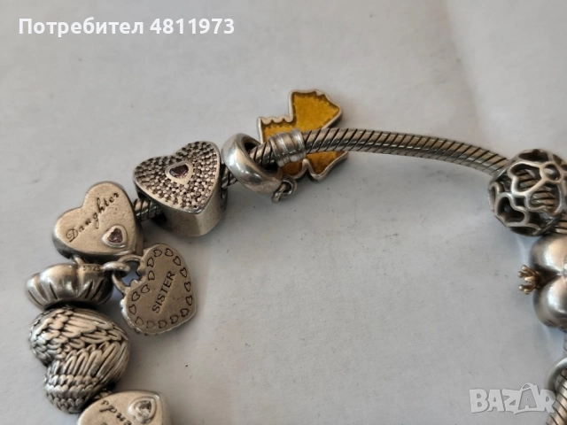 Оригинална сребърна гривна Pandora, снимка 3 - Гривни - 55044232