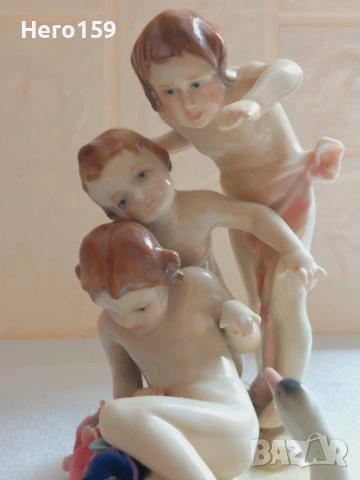 Прекрасна порцеланова фигура,композиция''Karl Ens''Тюрингия .Германия,20 век начало., снимка 4 - Колекции - 54291295
