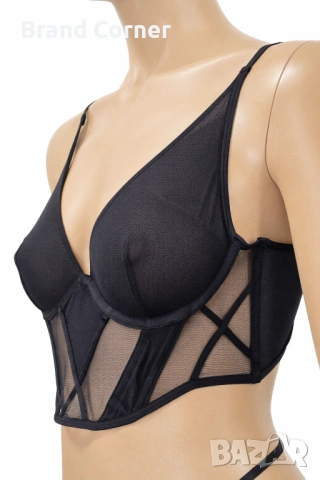 Hunkemöller сутиен/корсет 80B в черно с тюл и ефектен дизайн, снимка 2 - Бельо - 54560513