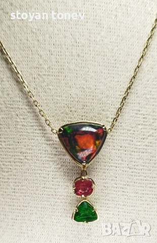 Black Opal Pendant – реверсивен медальон с невероятен черен опал! , снимка 7 - Колиета, медальони, синджири - 54085849