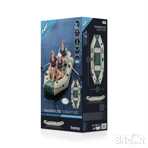 Надуваема лодка Bestway Hydro-Force™ 2.95m x 1.3 m x 46см  X3 Raft Set ( нова стока ), снимка 3 - Водни спортове - 54894300