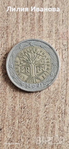 Монета от 2 евро ФРАНЦИЯ 2001 - Liberte Egalite Fraternite 