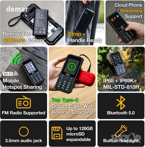 AGM M11 мобилен телефон, 4G, Dual SIM, IP68, IP69K, 4000mAh батерия, фенер, снимка 2 - Телефони с две сим карти - 54924283