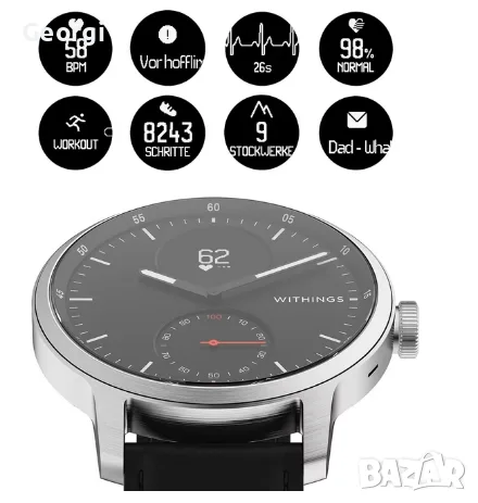 Хибриден часовник Withings scanwatch, снимка 3 - Смарт часовници - 55445089