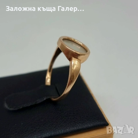 Стилен златен пръстен с перламутър – 585, 2,10г, снимка 4 - Пръстени - 54215145