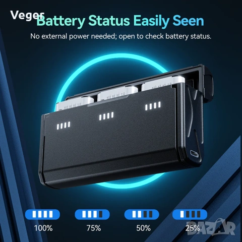 📸 TELESIN NP-BX1 Charging Case + 2 Батерии за Sony – Чисто нов!, снимка 2 - Батерии, зарядни - 54974971